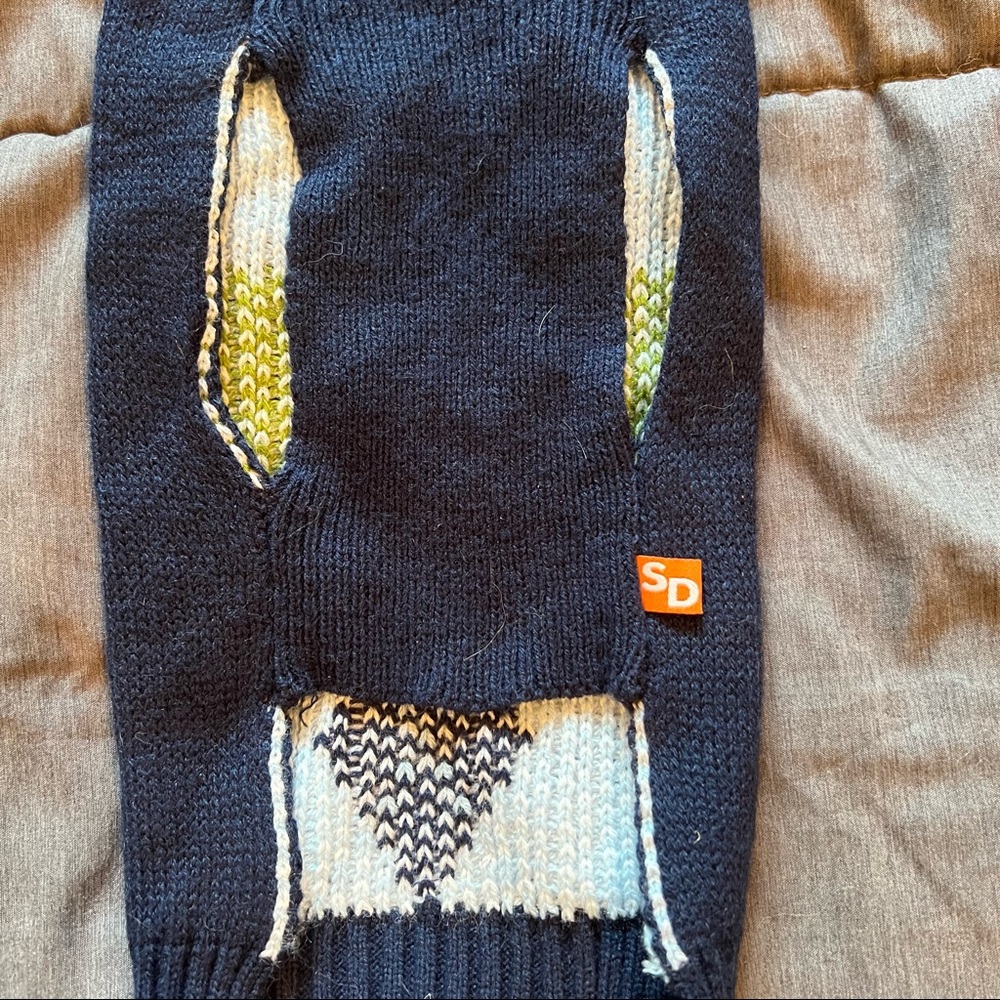 SimplyDog Navy Argyle Dog Sweater Size Small Green Blue Knit Fall Winter Plaid - Picture 4 of 6